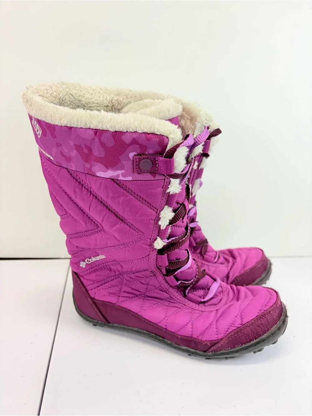 Columbia Purple Faux Fur Lined Waterproof Winter Snow Boots Girls 4